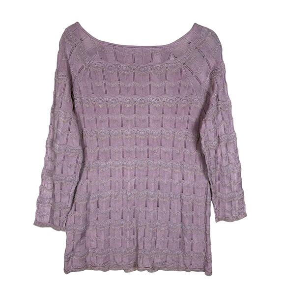 White House Black Market Sweater Women Large Purple Knitted Beaded Cold Shoulder - Picture 2 of 13